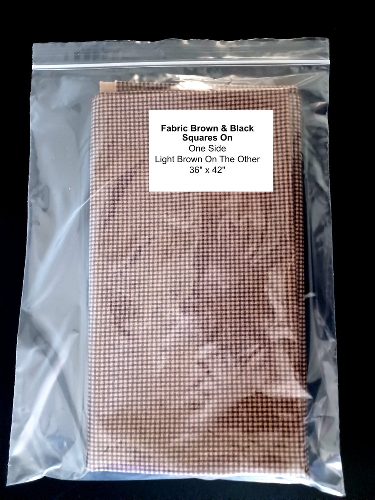 Fabric Brown & Black Squares On One Side – Light Brown On The Other – 36″ x 42″