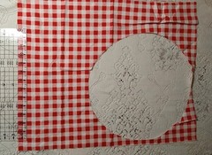 REMNANT Pioneer Woman Floral Cotton Red Gingham 18″ x 8″ plus
