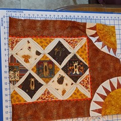 JOANN Swirl Cat Fabric Remnants Lot Brown Orange Cream Green Quilting Crafts