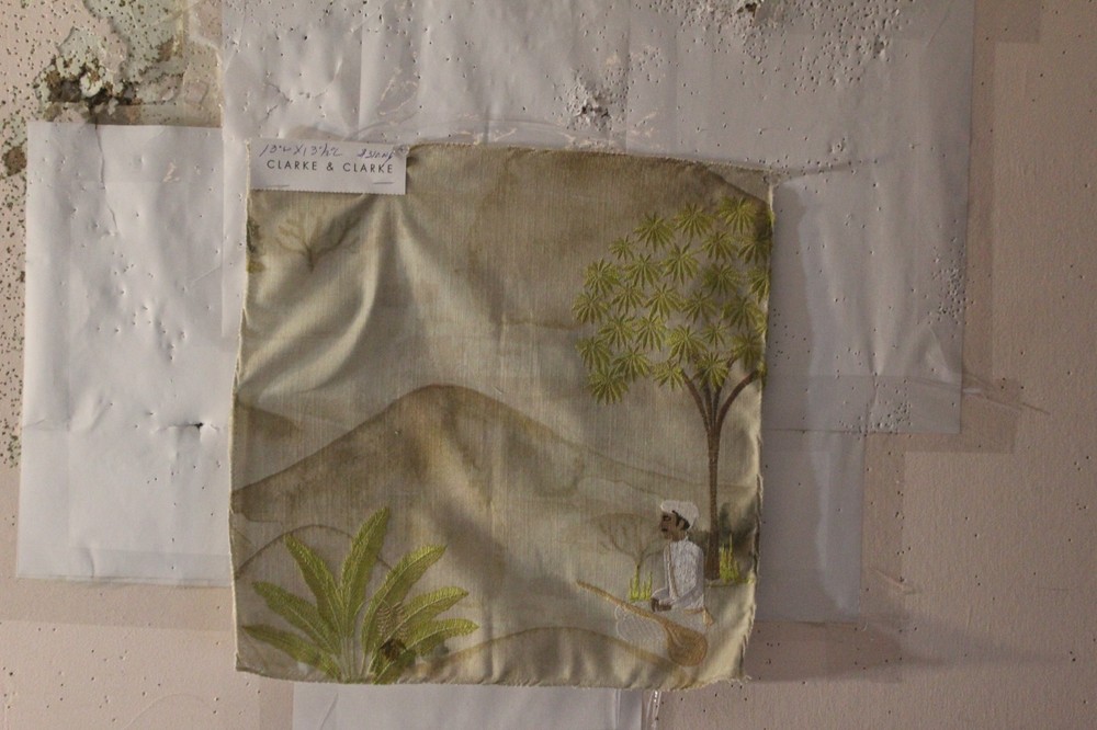 Clarke & Clarke Sahara Embroidered Desert Oasis Scene Various Colors and Sizes