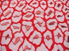 Red Tulle Lace Overlay Fabric Abstract Pattern Nylon Reflective Patch 36×58