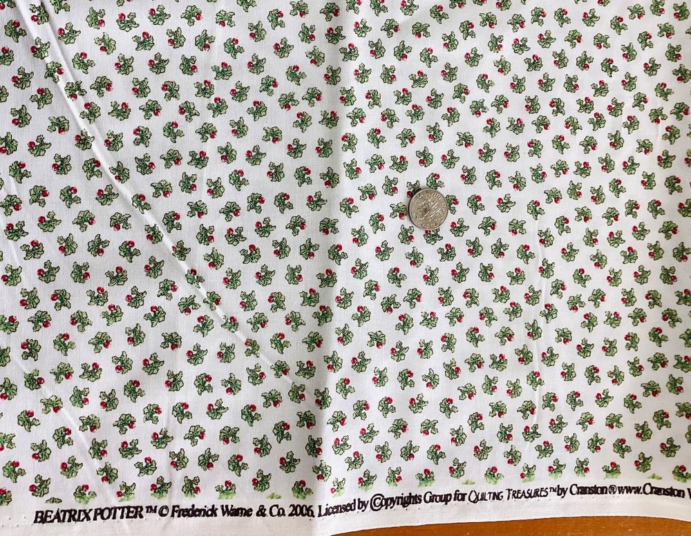 FAT QTR 18×22 BEATRIX POTTER QUILTING TREASURES CRANSTON 2006 TINY RADISH FABRIC