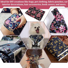 Black Japanese Printed Fabric 39.4X59Inch Japanese Style Fat Quarters Bundles Fa