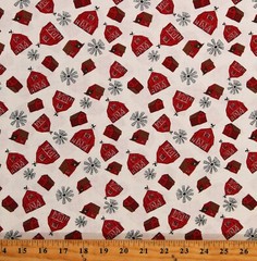 Cotton Farm Livin’ Barn Toss Barns Windmills Fabric Print by the Yard D363.55