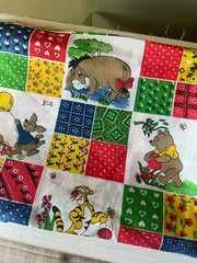 Rare Vintage 70s Winnie the Pooh Patchwork Fabric Tigger Eeyore 1 3/8 Yards ALCO