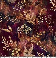 Hoffman – Midnight Flora – Marble And Leaf Stems – Global Spice, Fabric BTY