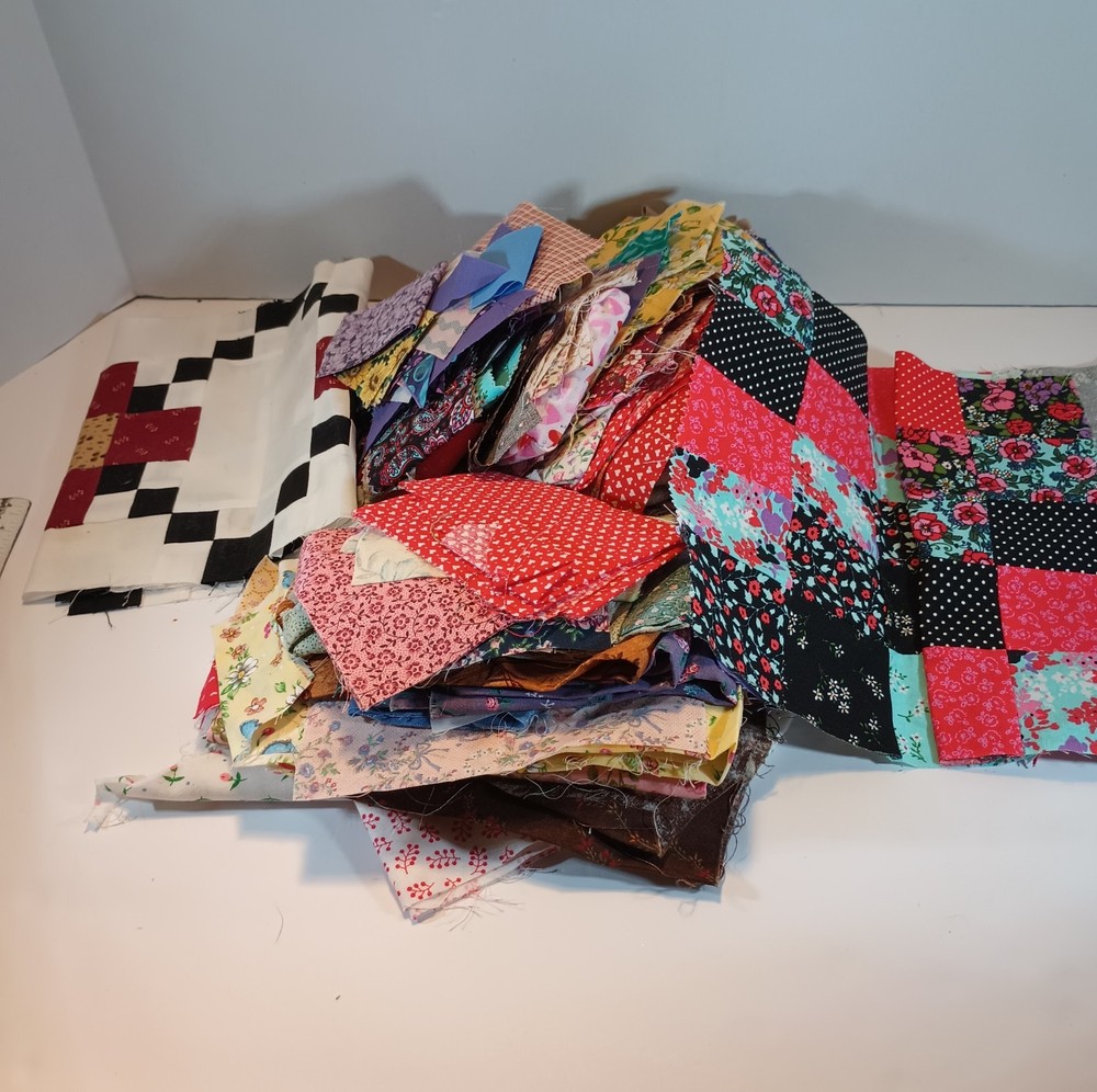 1 Pound 15 Ounces Cotton Print Fabric Quilt Scraps Leftover Squares E