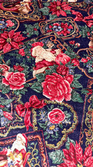 Vtg Cranston VIP Joan Messmore Fabric Christmas Floral Santa Cotton 5 yards