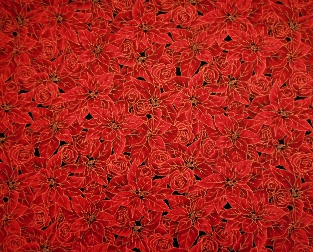 Kaufman Fabric 1/2 Yard Holiday Extravagance Red Poinsettias Christmas Cotton 8