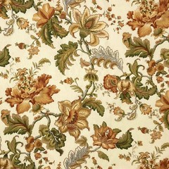 Vintage Mill Creek Floral APRICOT Cotton Drapery Curtain Pillow Fabric 1.625 YDS