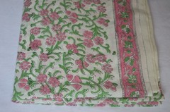7 Yard Hand Block Floral Print Fabric 100%Cotton NO TARRIF CHARGES 100%✅ZK_234