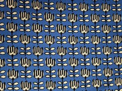 ORIMONO – Scandi Striped b/w Flowers by Sevenberry – Blue ,1/4 yard