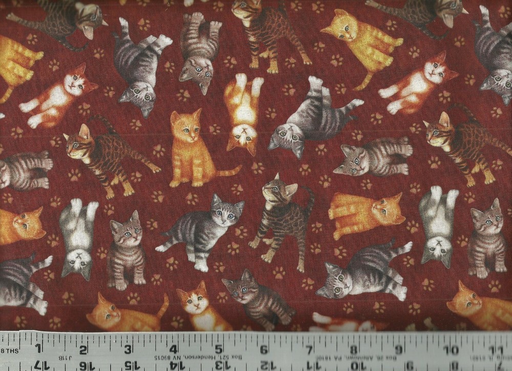 Quilting Treasures Realistic Cats Kittens Rust ~ 100% Cotton Quilt Fabric BTY