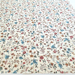 Flowers Vines Red Teal On Cream Chintz Joan Kessler Concord Cotton Fabric 2.5 YD