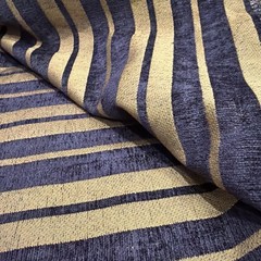 Heavy Jacquard Upholstery Fabric Striped Navy/Gold/Cream 60”x35”