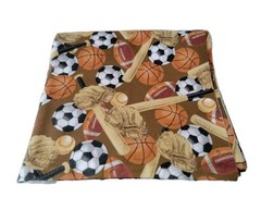 Sports Themed Cotton Flannel Fabric 2.5 Yards Boy Baby Baseballs Bats Gloves