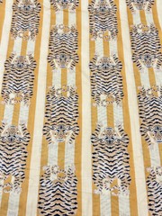 Indian Hand-Block Tiger Cotton Fabric 2.5 Yard Running Craft Fabric Print_1512