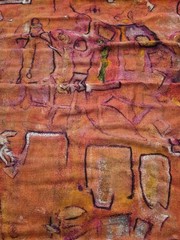 Hand-Painted Abstract Patterned Fabric 48″ X 72″ Rustic Earthy Tones Lightweight