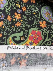 Cotton Fabric Black Petals Paisleys Floral 2.33 Yards 44″ Wide Moda Brawner