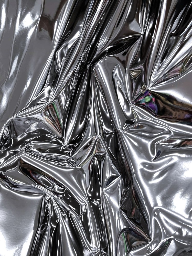 Platinum 54″ Wide Upholstery Chrome Mirror Reflective Vinyl Fabric By The Yard