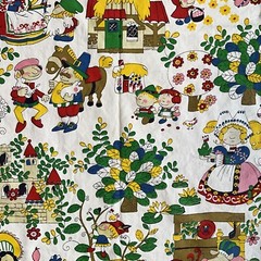Fairy Tales Children Cotton Fabric Vintage House N Home Fabrics & Draperies 1 Yd