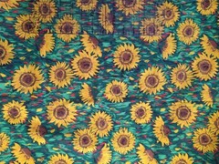 REMNANT Vintage Painted Sunflower Fields Fabric Cotton 17″ L x 30″ W