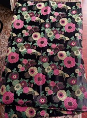 Black Floral Peony Brocade Colorful Metallic Remnant 1 yard 36″x47″