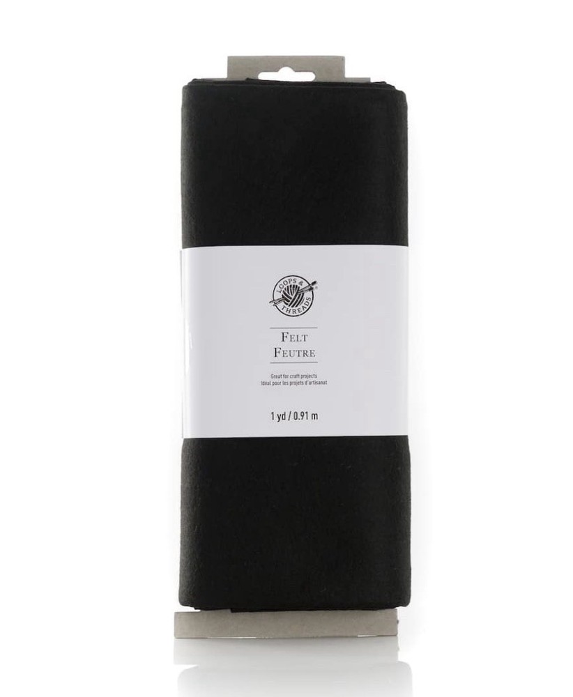 Loops & Threads Black Felt Fabric 1 Yard x 36” 100% Polyester Crafting Sewing