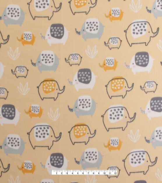 Baby Yellow Elephant Blizzard Fleece Fabric-less than a yard .8 x 58″