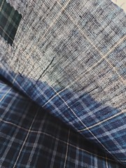Multi-Tone BLUE & White Plaid Woven Cotton Quilting Sewing Fabric 42″ X 3.7yds