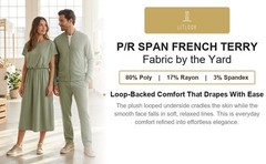 French Terry Knit Fabric by the Yard 4-Way Stretch Poly Rayon Spandex 190 GSM