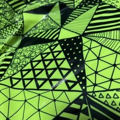 4 Way Stretch Fabric Neon Green Geometric Print Spandex by Yard for Swimwear