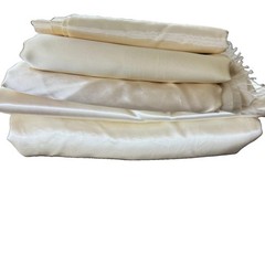 Vintage Ivory Silk Taffeta Moire Fabric Remnant Lot 3.25 lbs Watermark Satin
