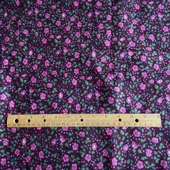 1.3 YD Vintage Floral Fabric Wine Red Broadcloth Cotton Duck