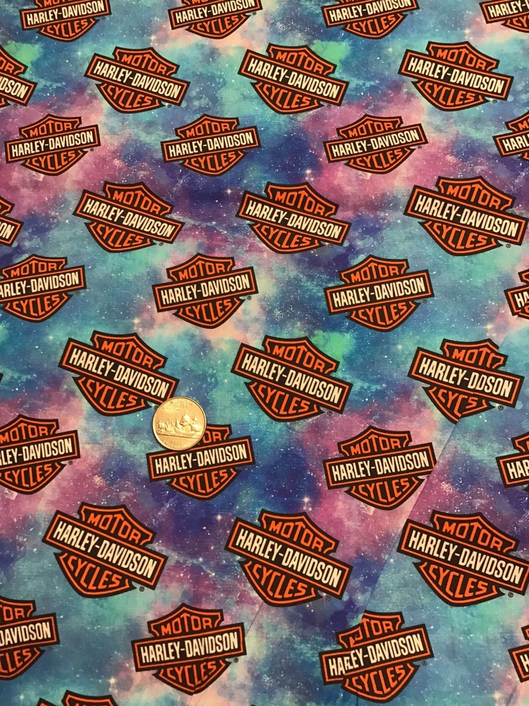 CUSTOM, 1/2 Yard, HARLEY DAVIDSON HD Motorcycle Cotton Fabric 18” x 56”