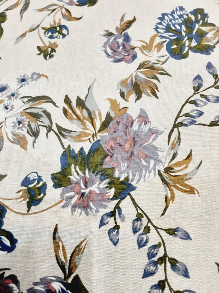 Fabric Taupe Multicolor Purple Floral 1 Yard X 60 Inches One Piece