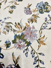 Fabric Taupe Multicolor Purple Floral 1 Yard X 60 Inches One Piece