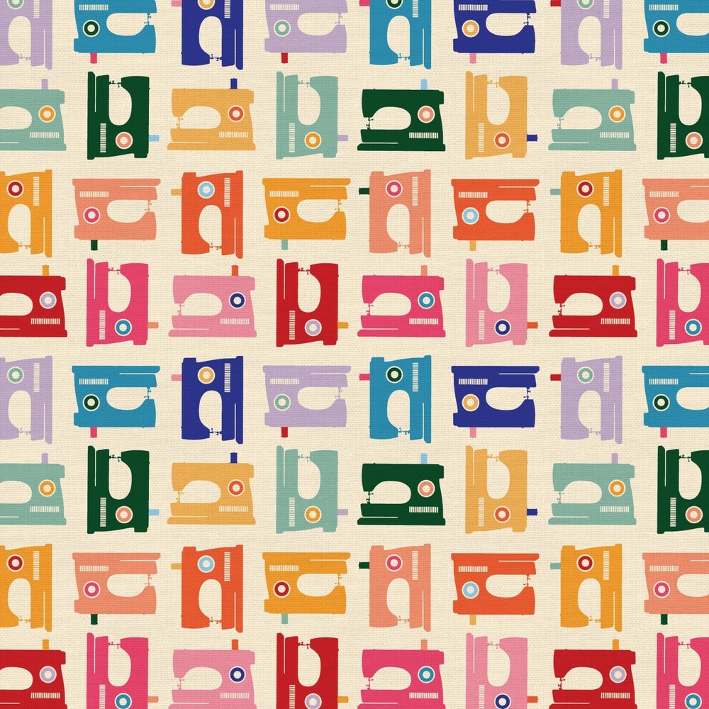 Sewing Mood Fabric by Paintbrush Studio – Brightly Colored Sewing Machines!