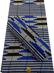 Sell by 3 Yards Print African Super Quality Wax Prints -Blue Black White