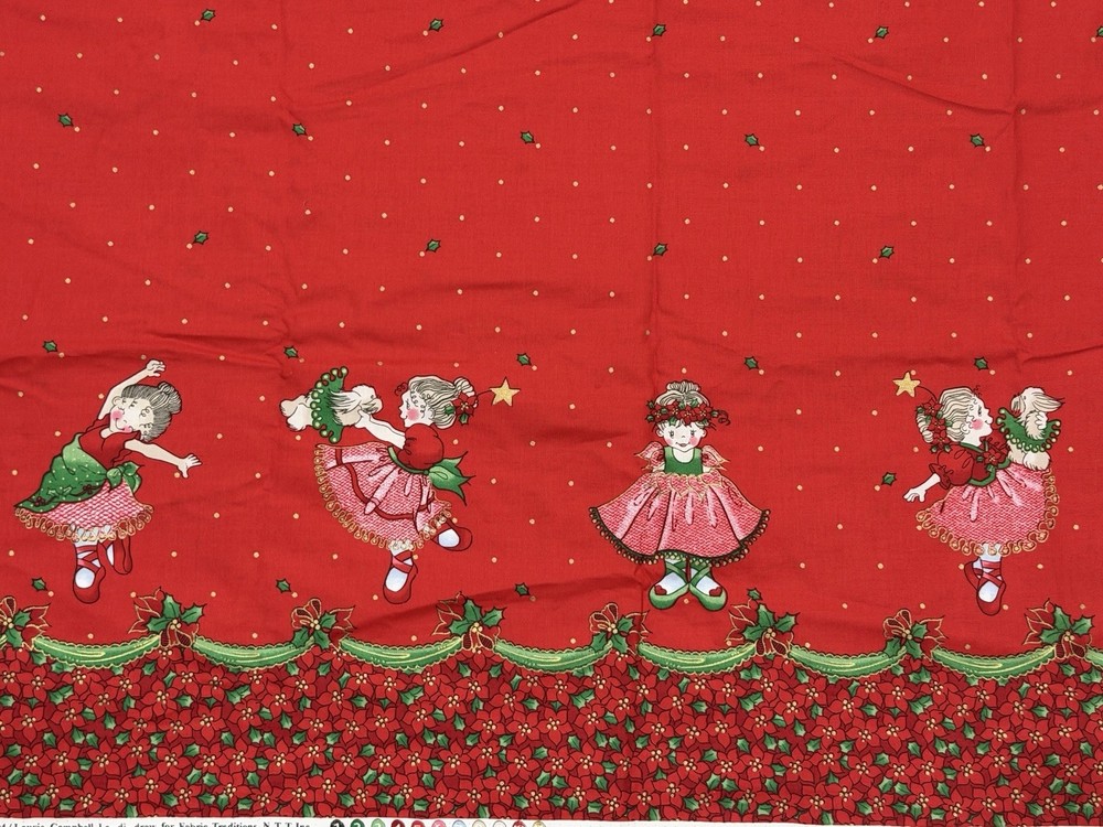 Sweet Ballet Christmas Fabric Border BTY Patty Reed Designs 2004 Laurie Campbell