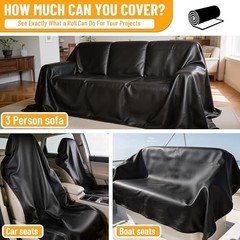 Marine Vinyl Upholstery Faux Leather 3 Yard Roll 54×108 Inches Black Waterproof