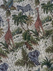 Vintage Jungle Animals Jacquard Woven Tapestry Fabric, 54 x 80 inches