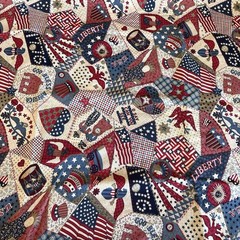 Americana Patriotic Country Stars Stripes Colonial Crazy Patchwork Cheater 2.5 Y