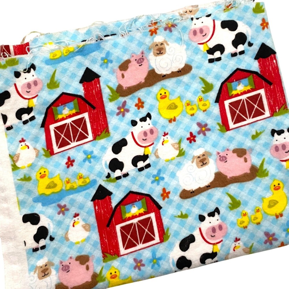 Hobby Lobby Farmyard Felt Fabric Remnant 18 x 45 inches Blue 100% Cotton 2018