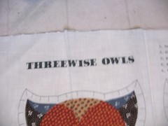 2 VIP fabric panels CRIB MOBILE GARLAND & THREE WISE OWLS CALICO 18 X 45″ USA