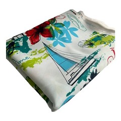Beach Time Tropical Floral Boats Indoor Outdoor Upholstery Fabric 2 1/3 Yd x 55″