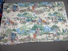 Vtg 90s 3.8yd Cyrus Clark Storybook Fabric Mr Bunny Rabbit Dupont Teflon 138X55”