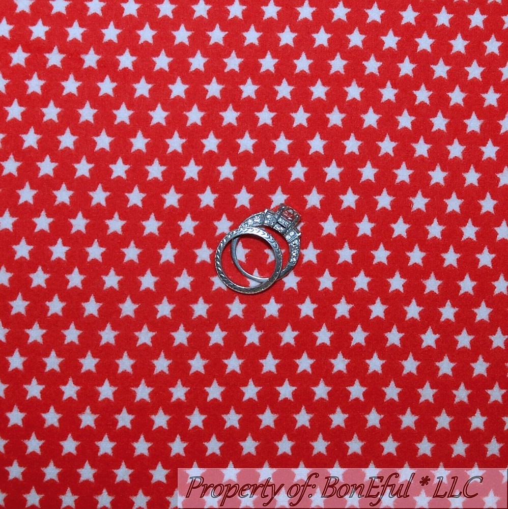 BonEful Fabric FQ Flannel Cotton Quilt Red White STAR Super Hero American Stripe