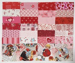 Valentine 5″Precut Charm Pk Cotton Fabric: Hearts, Flowers,Stamps,Love Letters