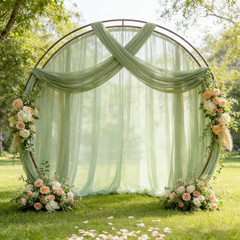 Sage Green Wedding Arch Draping Fabric, 2 Packs 29″ X 20FT Sheer Fabric Arch Dra